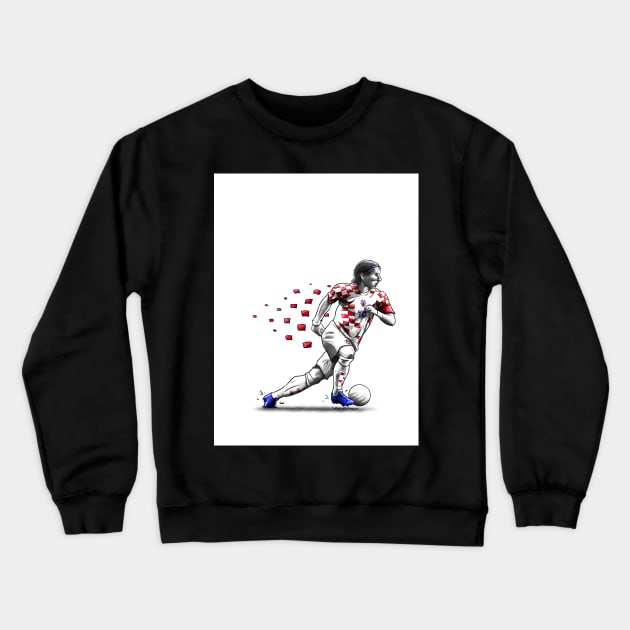 Luka Modric - Croatia World Cup Artwork Crewneck Sweatshirt by barrymasterson